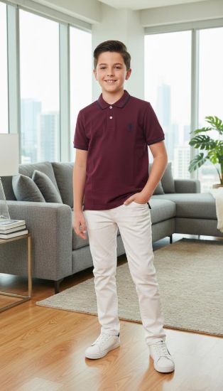 صورة تيشيرت بولو عنابي